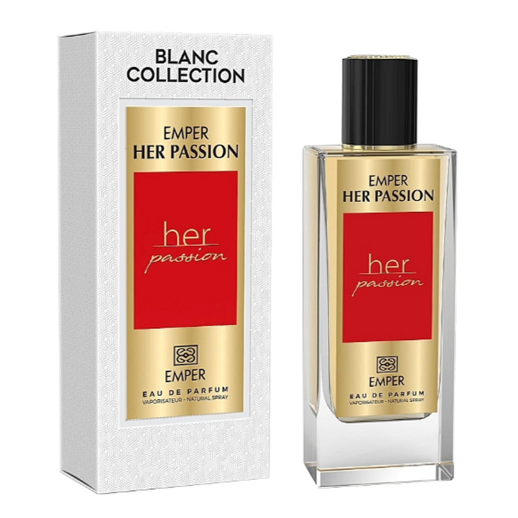 Emper Blanc Collection — Her Passion 85 ml EDP (33% Concentrate): Premium French Fruity?Floral Amber for Luxury Retailers