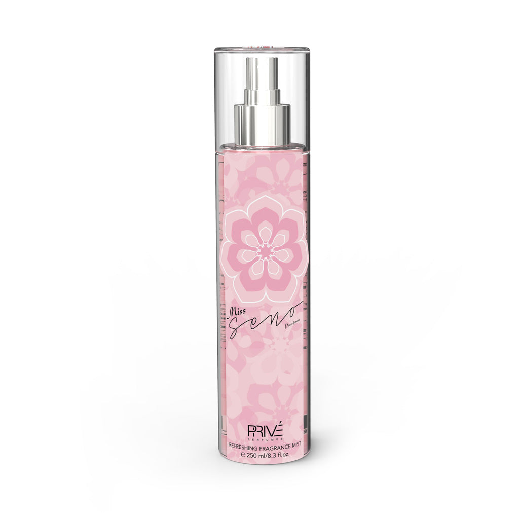 PRIVE Miss Seno Pour Femme 250ml Body Mist — Luxurious Floral Top, Jasmine & Patchouli Heart, Musk Base — Premium Retail Fragrance