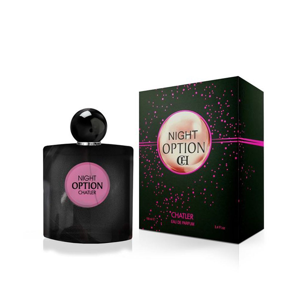 Option Night Woman Eau De Parfum 100ml Very unique what makes you want to come back to it. Sweetness that is subdued with a hint of coffee and jasmine. Very feminine and sensual! Notes: pink pepper, orange blossom, pear Heart notes: coffee, jasmine Base note: vanilla, patchouli, cedar