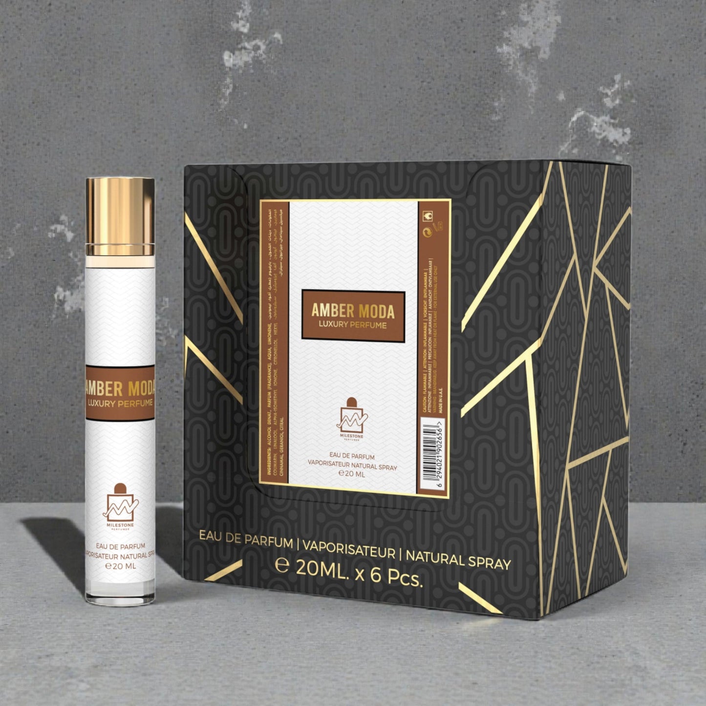 MILESTONE AMBER MODA Eau De Parfum 5x 20ml Plus 1 Free Tester