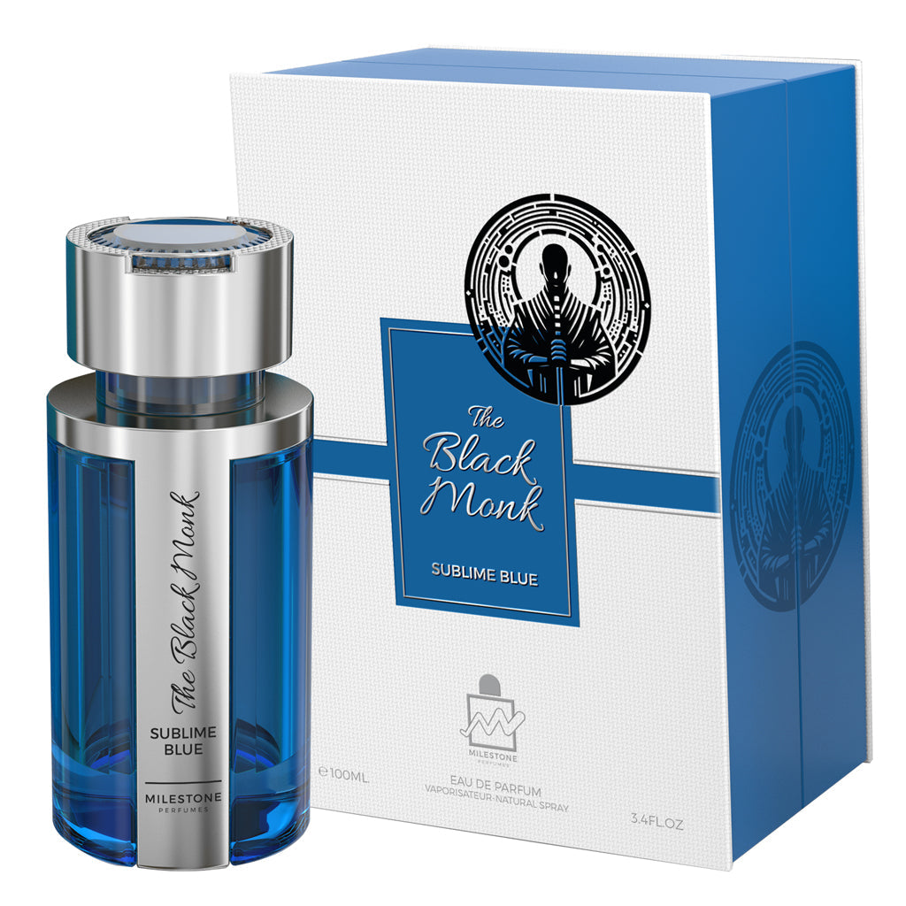 MILESTONE — The Black Monk Sublime Blue 100ml EDP Pour Homme — Premium Heavy-Weight Glass Men's Fragrance