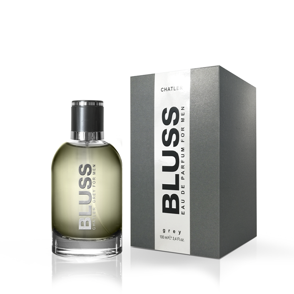 CHATLER Bluss Grey — Men's Eau de Parfum 100 ml: Versatile Fruity-Citrus Top, Spicy Heart & Woody Base for Retail and Corporate Gifting