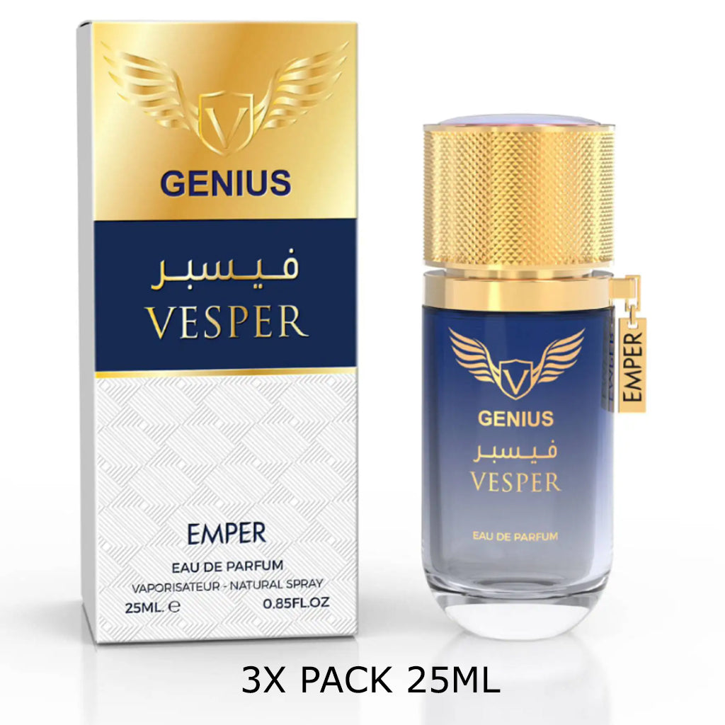 Genius Vesper by Emper — 3?Pack (3×25ml) Eau de Parfum: Fresh Grapefruit & Amber Depth — Value Pricing for Retailers