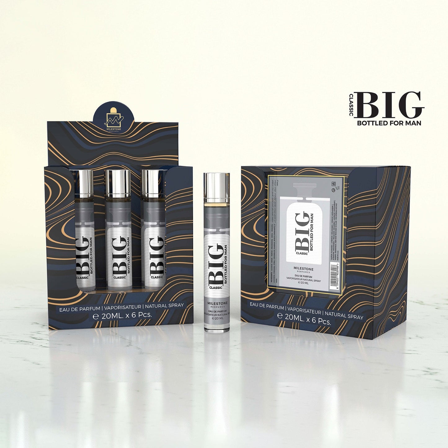 MILESTONE Big Bottled Classic (Pour Homme) — 5×20ml Wholesale Set + Free 20ml Tester | Apple, Cinnamon & Vanilla Eau de Parfum