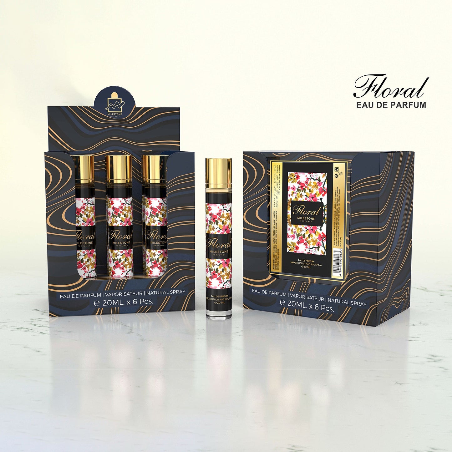 MILESTONE FLORAL — Unisex Eau de Parfum Pack: 5×20ml + Free 20ml Tester | Black Currant, Iris, Jasmine, Praline & Vanilla