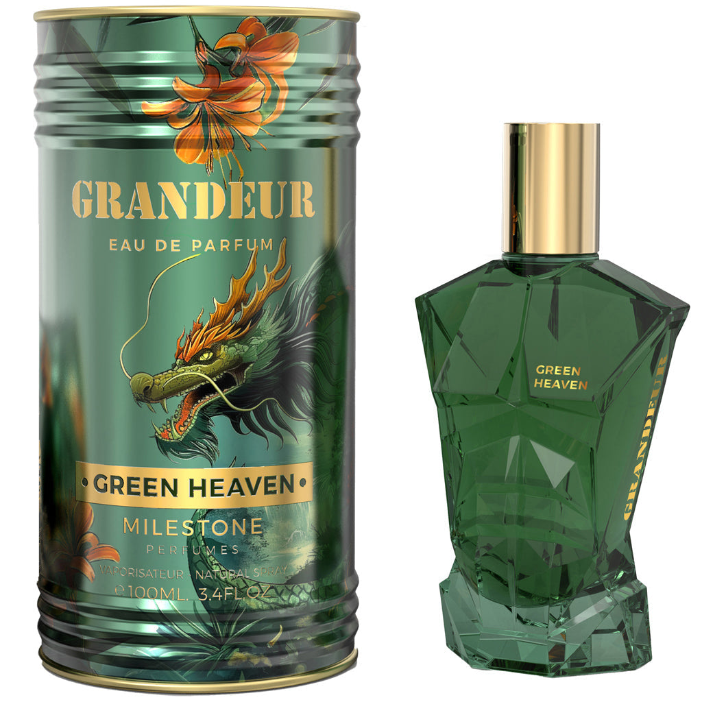 MILESTONE Grandeur Green Heaven — 100ml Unisex Eau de Parfum | Premium, Long-lasting Coconut · Green Fig · Sandalwood Fragrance