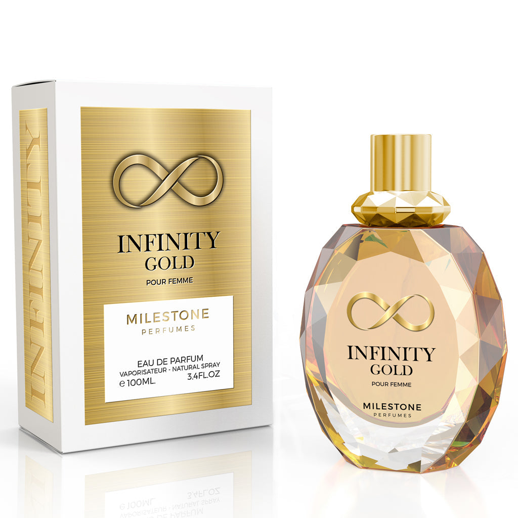 MILESTONE Infinity Gold Eau de Parfum 100ml — Luxurious Rose & White Flowers with Mineral Musk | Premium Women's Fragrance