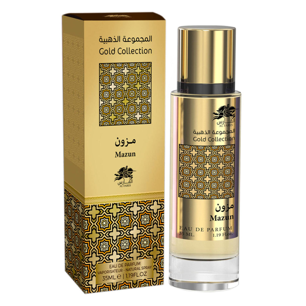 AL FARES Gold Collection — Mazun 35ML (6-Pack): Highly Concentrated Oriental Floral Oud Eau de Parfum — Litchi, Vanilla & Amber
