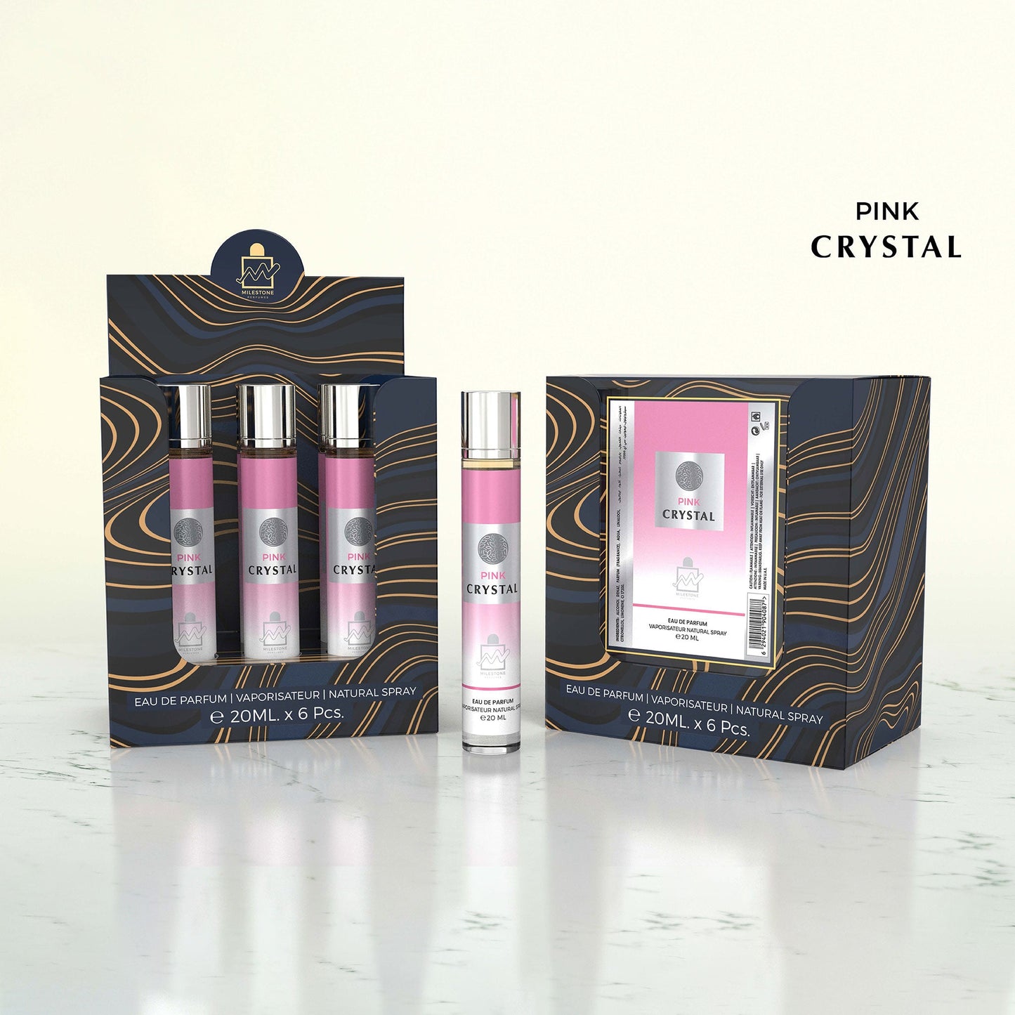 EMPER Pink Crystal — Pack of 5 × 20ml with Free Tester | Bestselling Fruity-Floral Eau de Parfum for Retail & Corporate Gifting