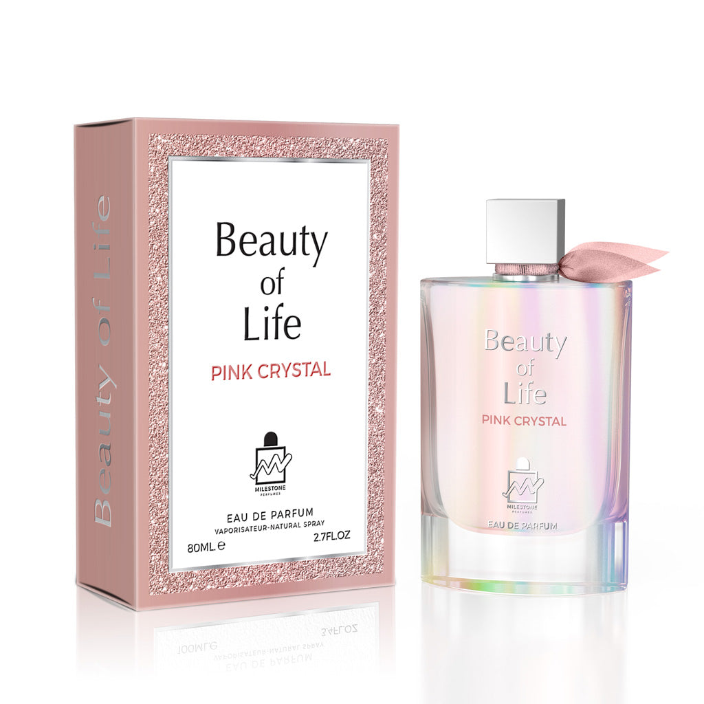 MILESTONE Beauty of Life Pink Crystal — Pour Femme 80ml Eau de Parfum | Floral-Fruity Top, Praline-Vanilla Base — Premium, High-Margin Retail Choice