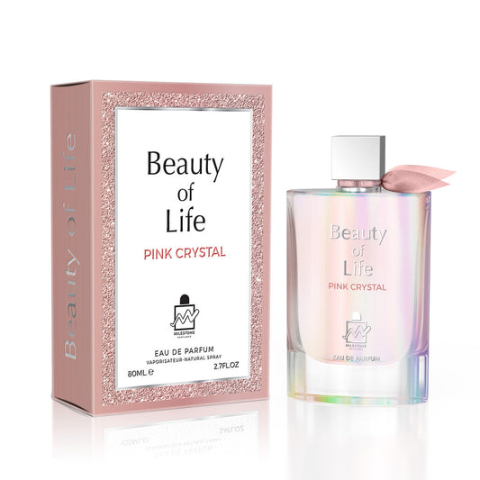 MILESTONE Beauty of Life Pink Crystal — Pour Femme 80ml Eau de Parfum | Floral-Fruity Top, Praline-Vanilla Base — Premium, High-Margin Retail Choice