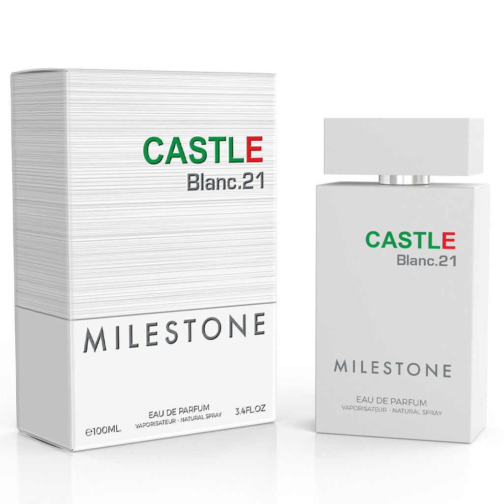 MILESTONE Castle Blanc.21 Pour Homme — 100 ml EDP | Grapefruit & Rosemary, Ylang-Ylang & Tuberose, Cedar-Leather & Vetiver — Premium Men's Fragrance