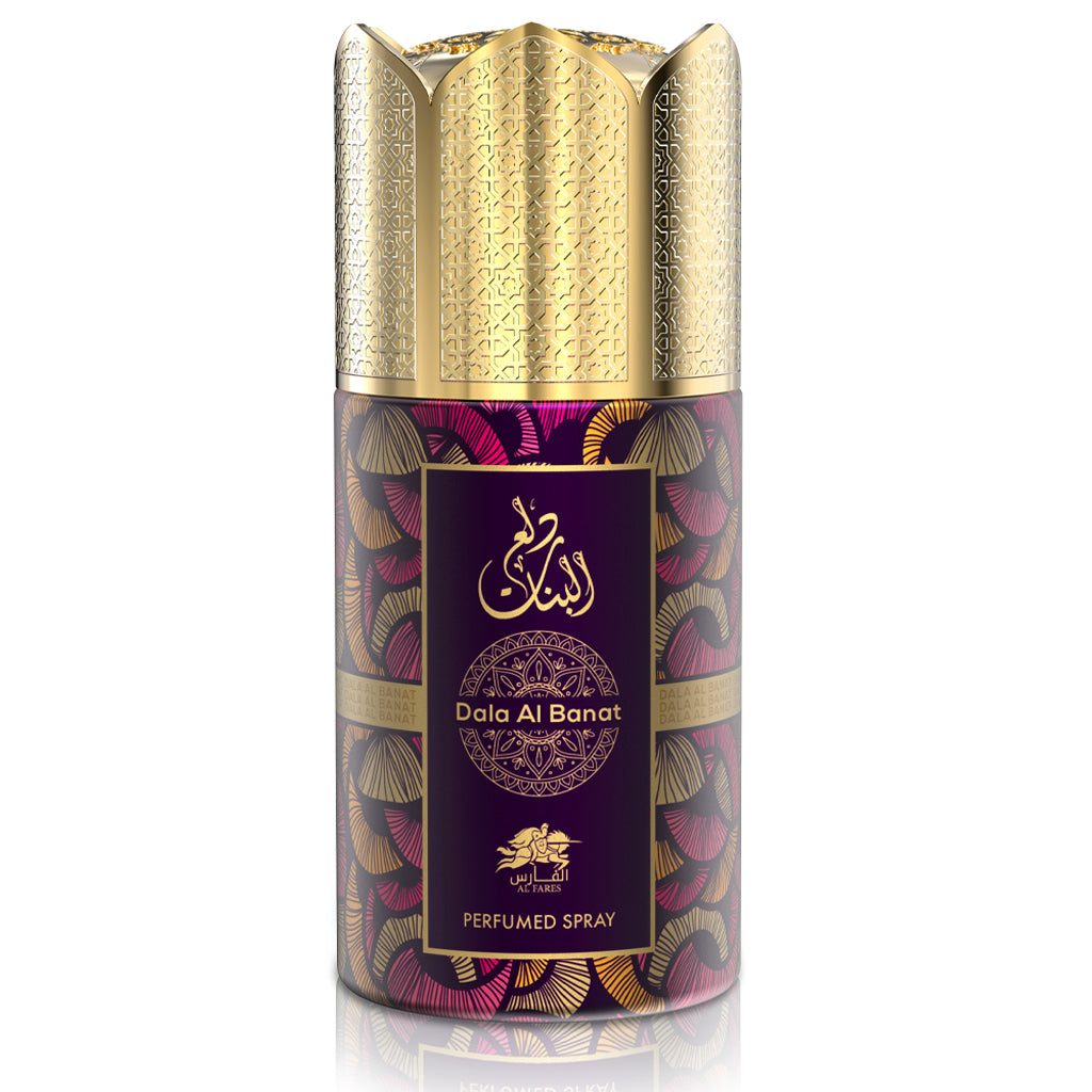 AL FARES Dala Al Banat 250ml Perfume Deodorant — 6-Pack (Lemon, Rose & Precious Woods) — £2.50 Each