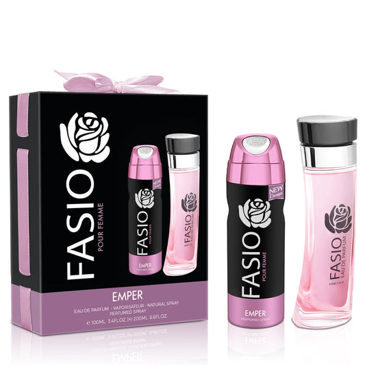 Emper Fasio Pour Femme — 100ml Gift Set with Complimentary Deodorant | Fruity-Floral Women's Eau de Parfum