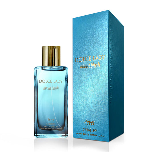 Dolce Lady About Blush 4ever — 100ml Eau de Parfum: Retail-Ready Bright Citrus & Green Apple Fragrance with Orange Blossom Heart and Musk–Cedar–Cashmere Base