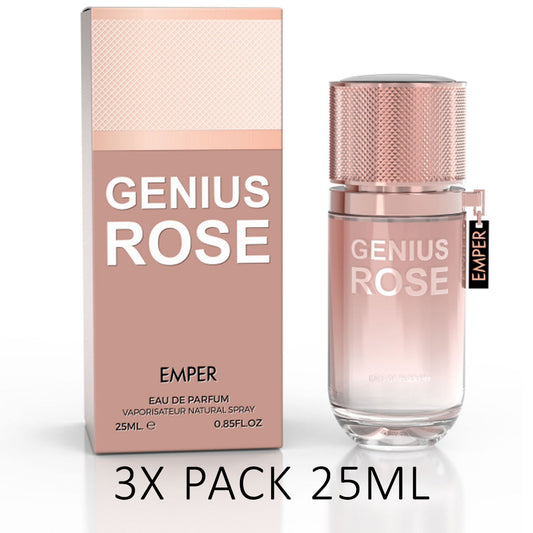 Emper GENIUS ROSE Eau de Parfum — 3-Pack (3 x 25ml) Wholesale Value Pack