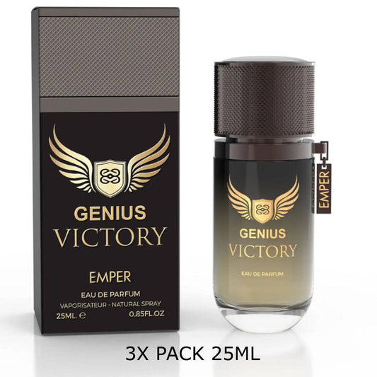 Emper Genius Victory Eau de Parfum — 3 x 25ml Value Pack (Wholesale Pricing for Complete 3-Pack)