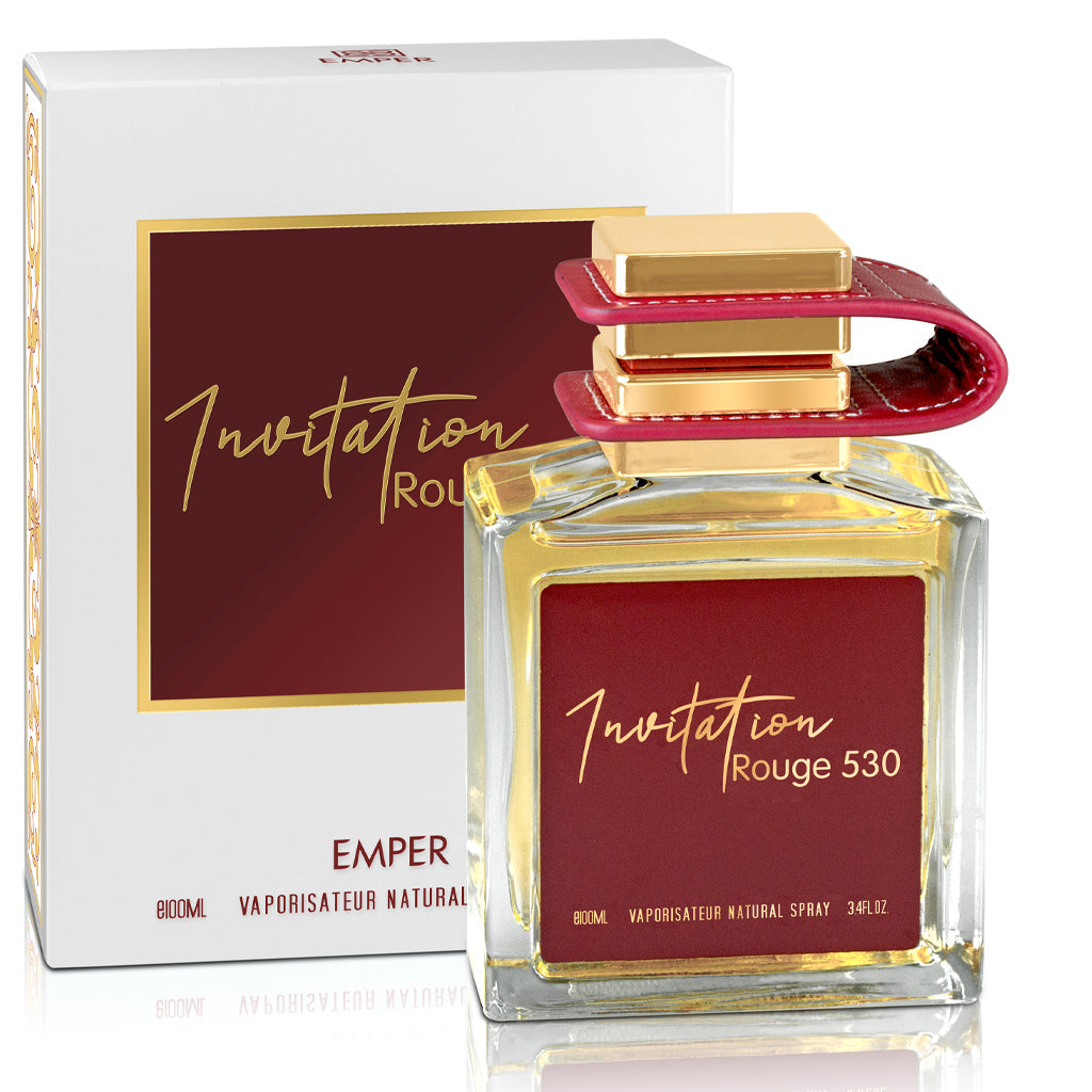 EMPER Invitation Rouge 530 — Unisex 100 ml Eau de Parfum | Floral Saffron Top, Caramel & White Amber Accords — Premium Retail Fragrance