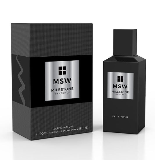 MILESTONE MSW — Unisex 100ml Eau de Parfum: Modern Woody-Amber Signature with Guatemalan Cardamom, Palo Santo & Ambroxan