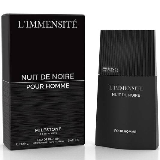 MILESTONE L'IMMENSITÉ Nuit de Noire — 100 ml Eau de Parfum: Sophisticated Evening Scent (Bergamot · Leather · Patchouli)