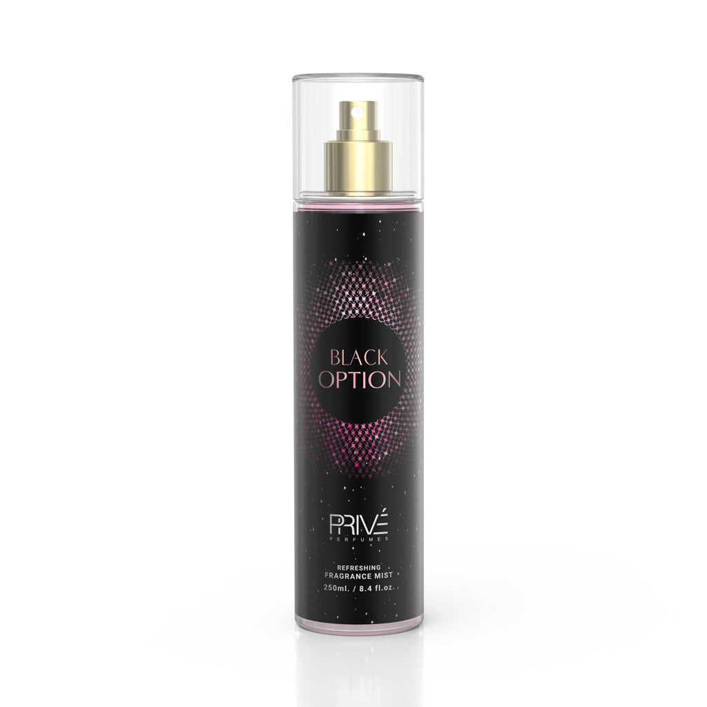 PRIVE Black Option (Pour Femme) 250ml Body Mist — Wholesale 3-Pack | high-margin, repeat-purchase fragrance for retailers, salons & hospitality