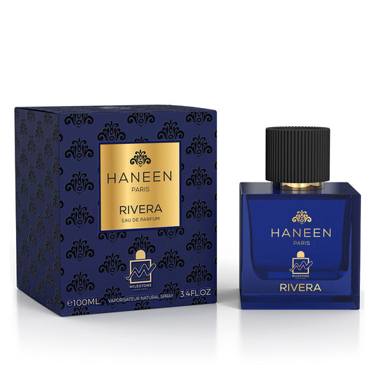 MILESTONE Haneen Rivera — Premium Unisex 100 mL Eau de Parfum: Saffron & Black Pepper Top, Turkish Rose Heart, Leather-Cypriol Base