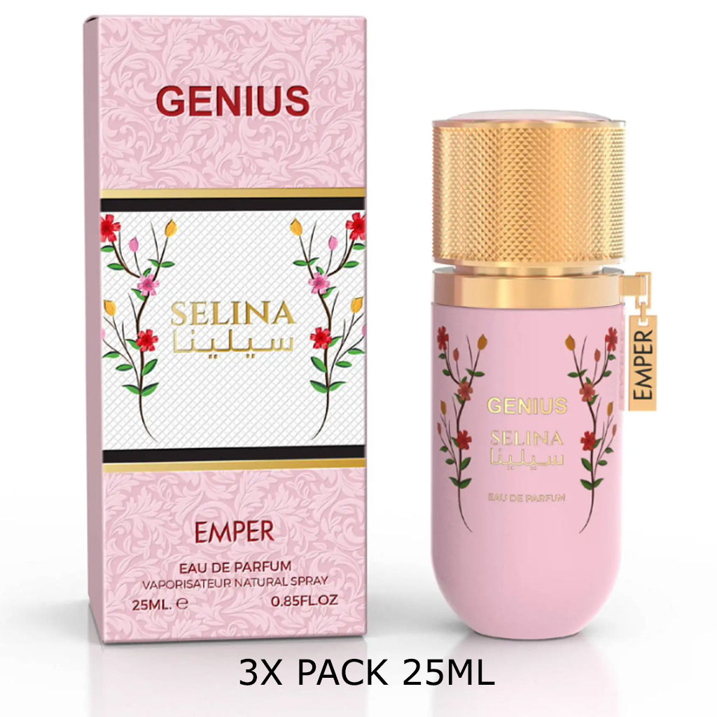 Emper Genius Selina 25ml — 3-Bottle Wholesale Value Pack | Litchi, Rose & Oud Blend