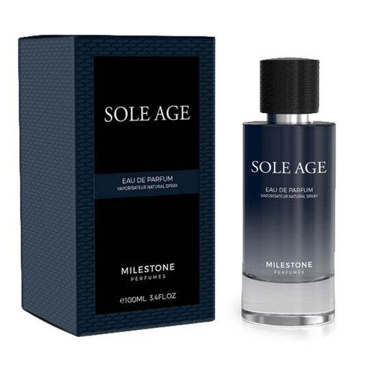 MILESTONE SOLE AGE Pour Homme — 85 ml Premium Eau de Parfum | Mandarin & Bergamot · Cedar & Sandalwood · Tonka Bean & Vanilla