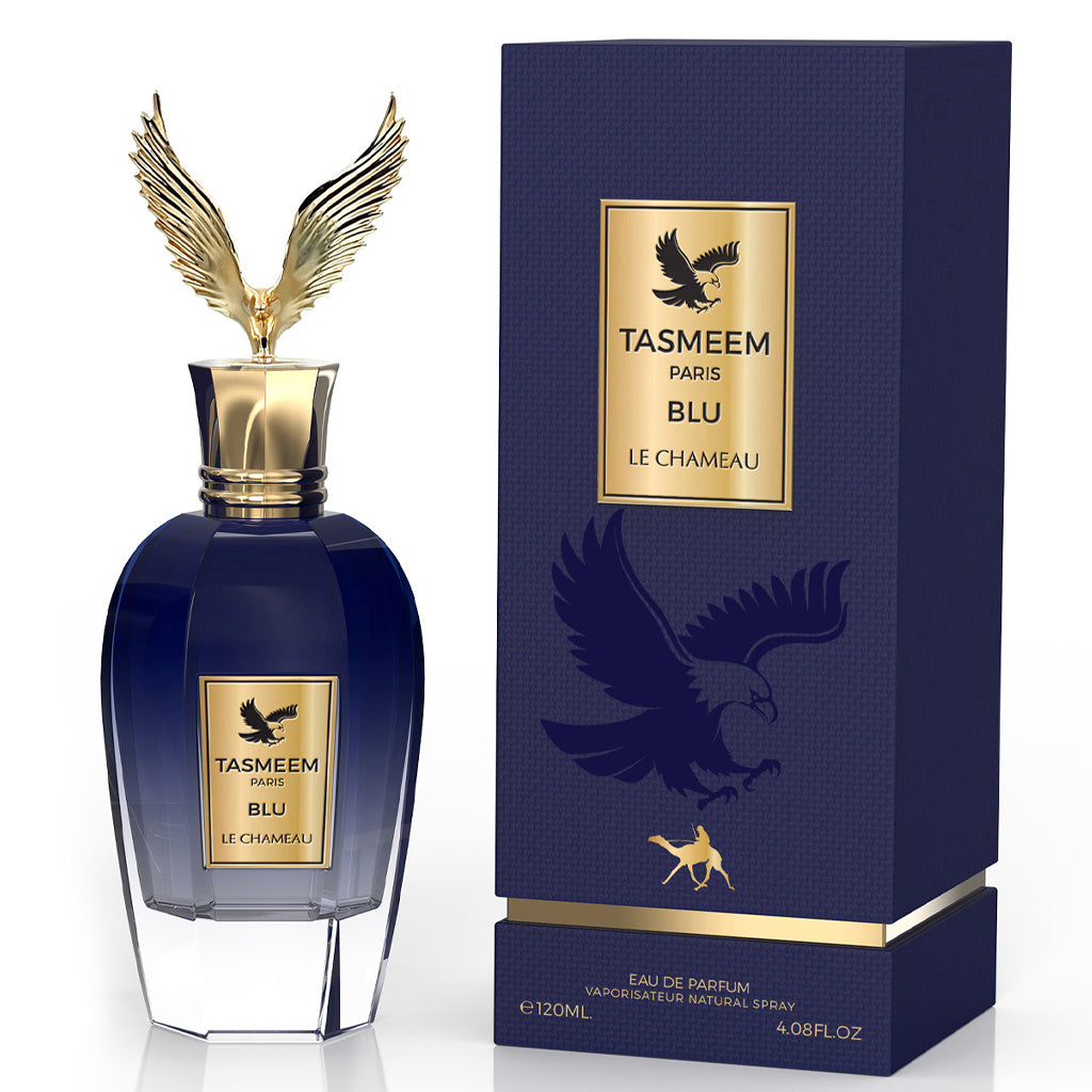 LE CHAMEAU Tasmeem Paris Blu — 120ml Unisex EDP: Premium Oud & Incense Luxury Fragrance for Upscale Retail, Hospitality & Corporate Gifting