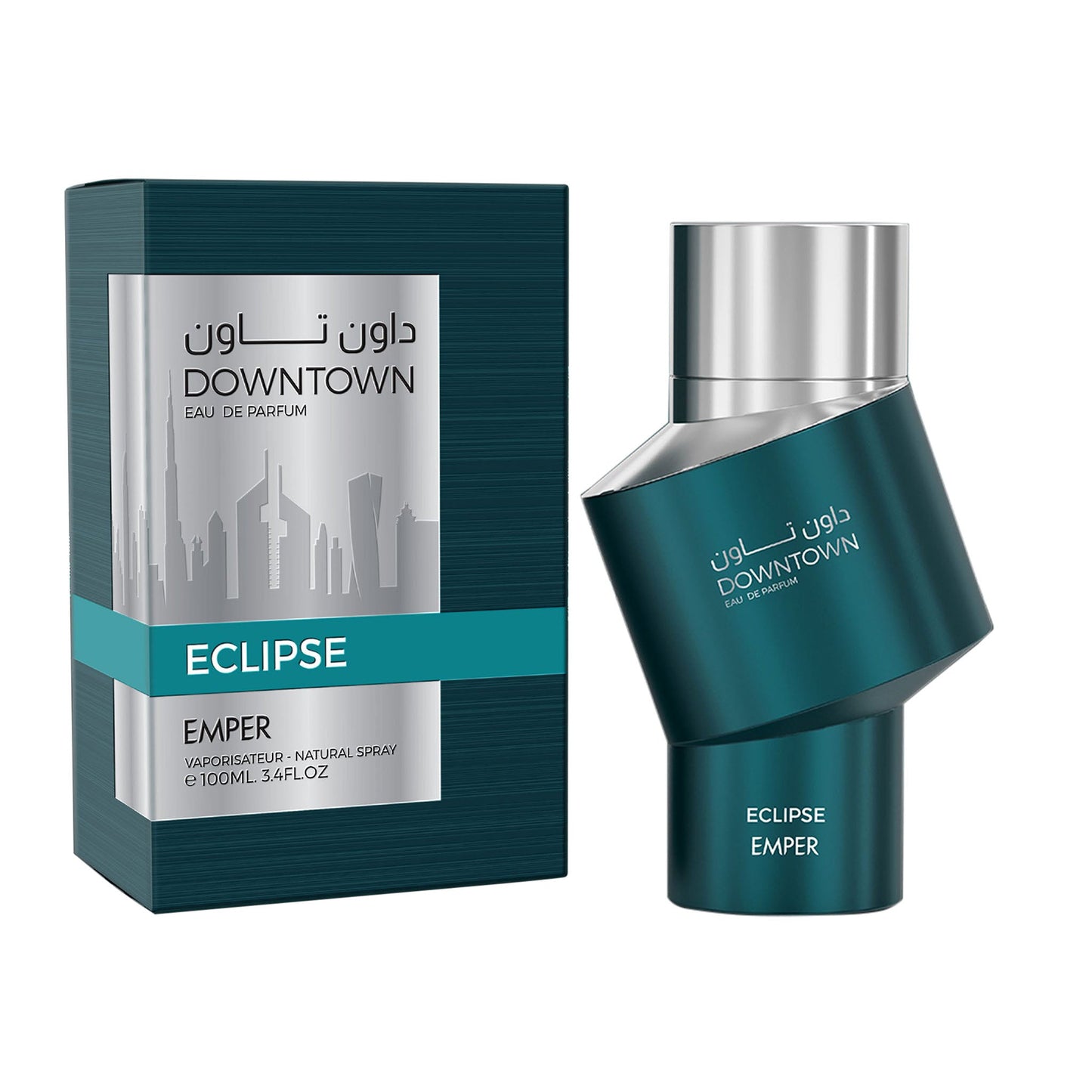 Emper Eclipse Downtown — 100ml EDP | Vibrant Citrus-Spice Fragrance, Strong Projection & Long-Lasting Performance (Teal Bottle, DWTN-ECLIPSE-EDP)