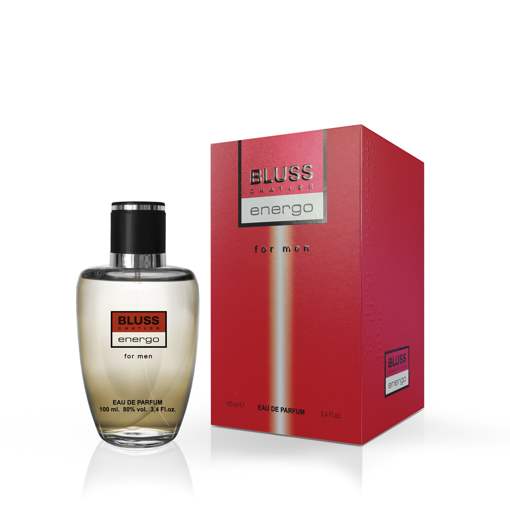 CHATLER Bluss Energo Men 100ml — Fresh Citrus & Mint Opening, Spicy Heart, Warm Teak-Leather Base for Distinctive Retail Appeal