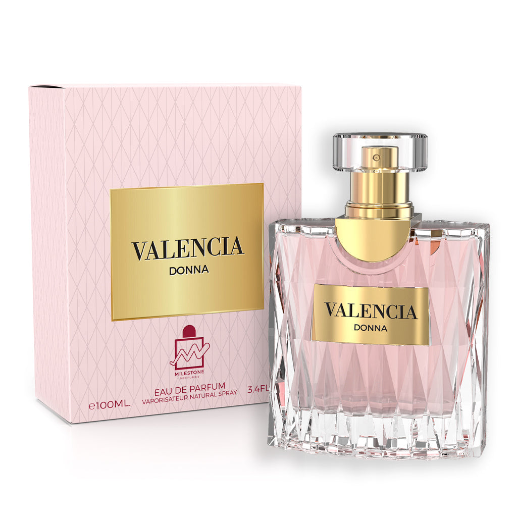 MILESTONE Valencia Donna — 100ml Eau de Parfum: Timeless Floral-Amber Signature (Bergamot, Iris, Turkish Rose, Leather, Vanilla, Patchouli)