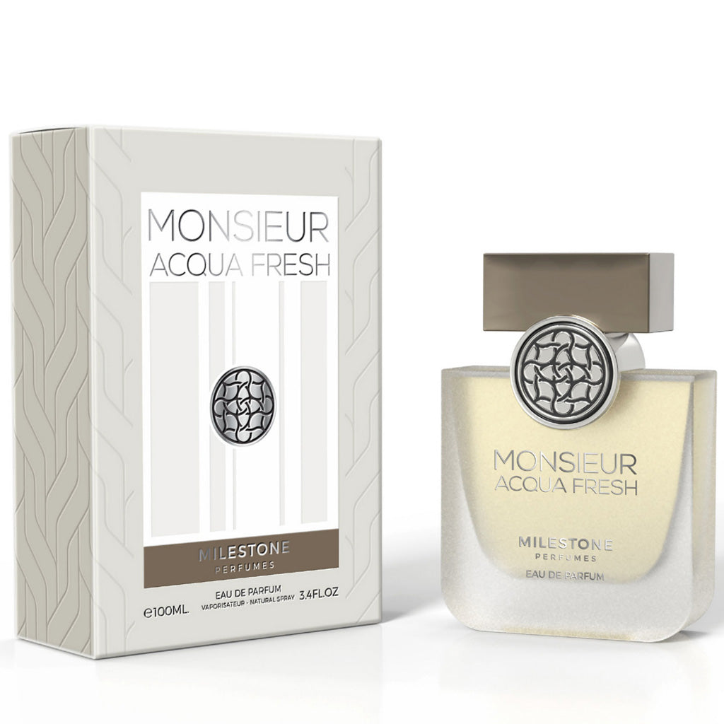 Milestone Monsieur Aqua Fresh 100ml Eau de Parfum — Premium Aquatic-Citrus Fragrance for Men (Retail & Wholesale)