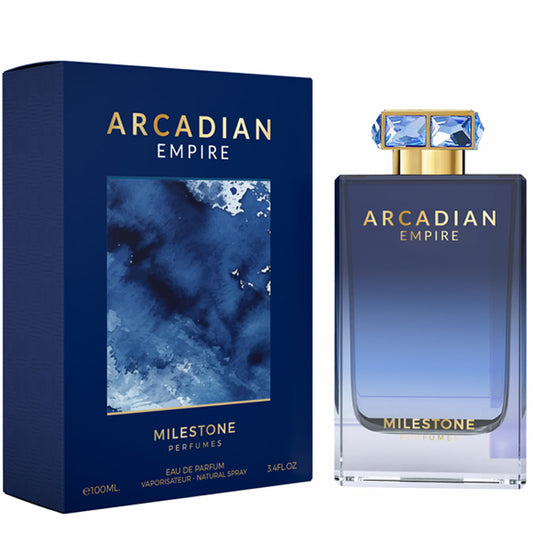 Milestone Aracadian Empire Eau de Parfum 100 ml — Mysterious Luxury with Grapefruit-Lime Top, Aromatic Heart & Warm Woody Base
