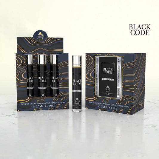 MILESTONE Black Code Pour Homme Wholesale Pack — 5×20ml + Free Tester | Bergamot, Iris & Tonka Bean