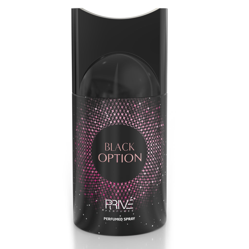 PRIVE Black Option 250ml Perfume Deodorant — 6-unit Wholesale Pack at £2.50 Each | Premium Fragrance for Retail, Hospitality & Salons
