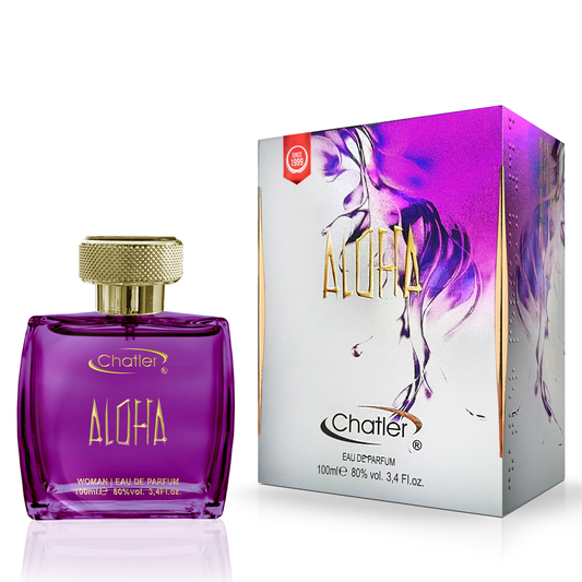 CHATLER Aloha Woman Eau de Parfum 100ml — Radiant Floral-Woody Amber Fragrance, Premium Retail Stock