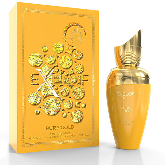 MILESTONE Exelof Pure Gold 100ml — Premium Citrus-Spice Eau de Parfum with Amber, Vanilla & White Musk