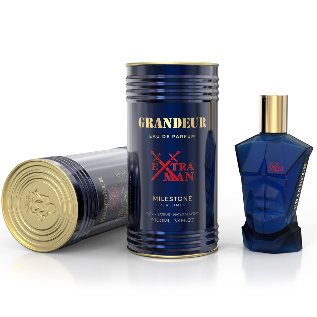 MILESTONE Grandeur Extra Man EDP 100 ml — Premium Masculine Fragrance: Fresh Citrus-Pear Top, Spiced Heart & Warm Vanilla-Musk Base