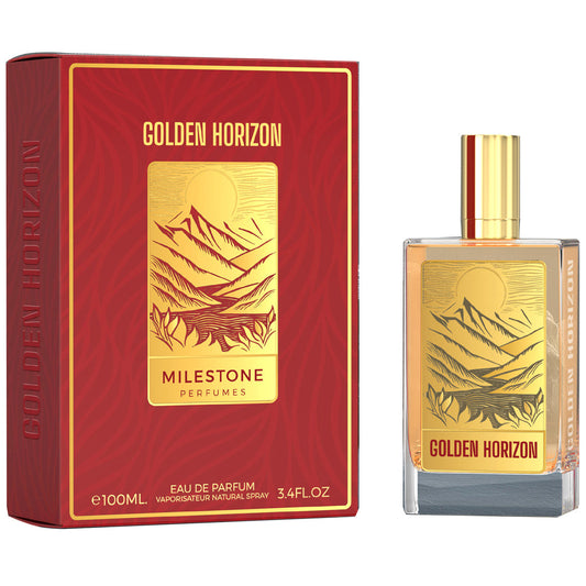Milestone Golden Harizon 100ml Eau de Parfum — Unisex Luxury Fragrance with Jasmine, Saffron, Almond, Cedarwood & Ambergris