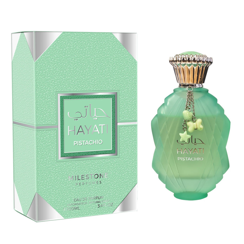 MILESTONE Hayati Pistachio Eau de Parfum 100ml — Gourmet Pistachio & Rum Luxe Fragrance for Premium Retailers