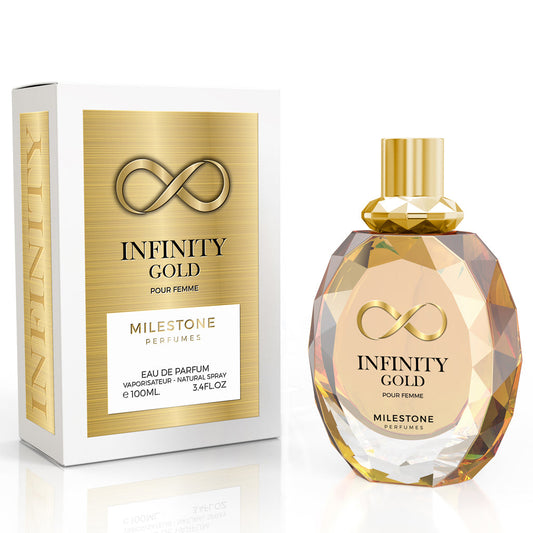 MILESTONE Infinity Gold Eau de Parfum 100ml — Luxurious Rose & White Flowers with Mineral Musk | Premium Women's Fragrance