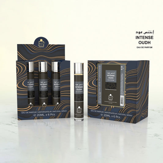 MILESTONE Intense Oudh Retail Sampler: 5×20ml Unisex Eau de Parfum with Free Tester — Rich Oud, Vetiver & Vanilla