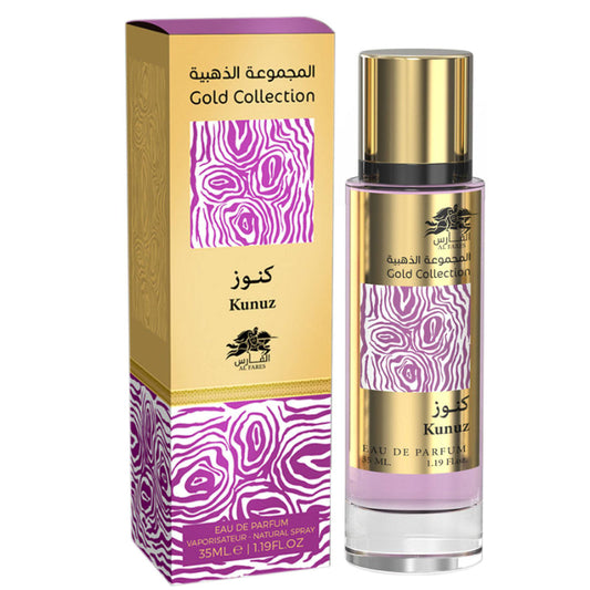 AL FARES Gold Collection — Kunuz 35ml EDP (Highly Concentrated) — Pack of 6 | Luxury Saffron, Orange, Rose & Vanilla — Long-Lasting Retail Fragrance