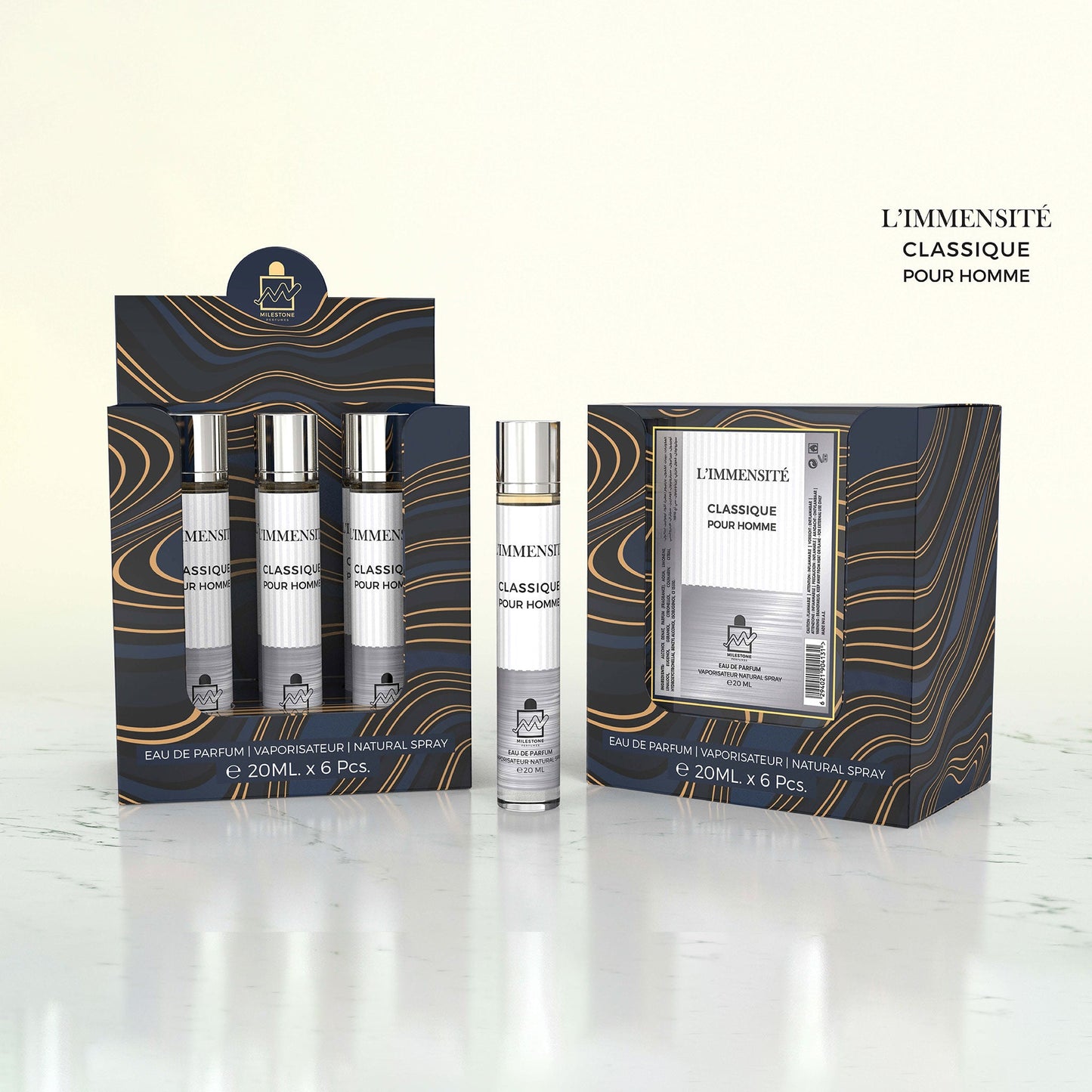 MILESTONE L'IMMENSITÉ Classic Pour Homme — Timeless Citrus-Spice Eau de Parfum, 5×20ml + 1 Free Tester