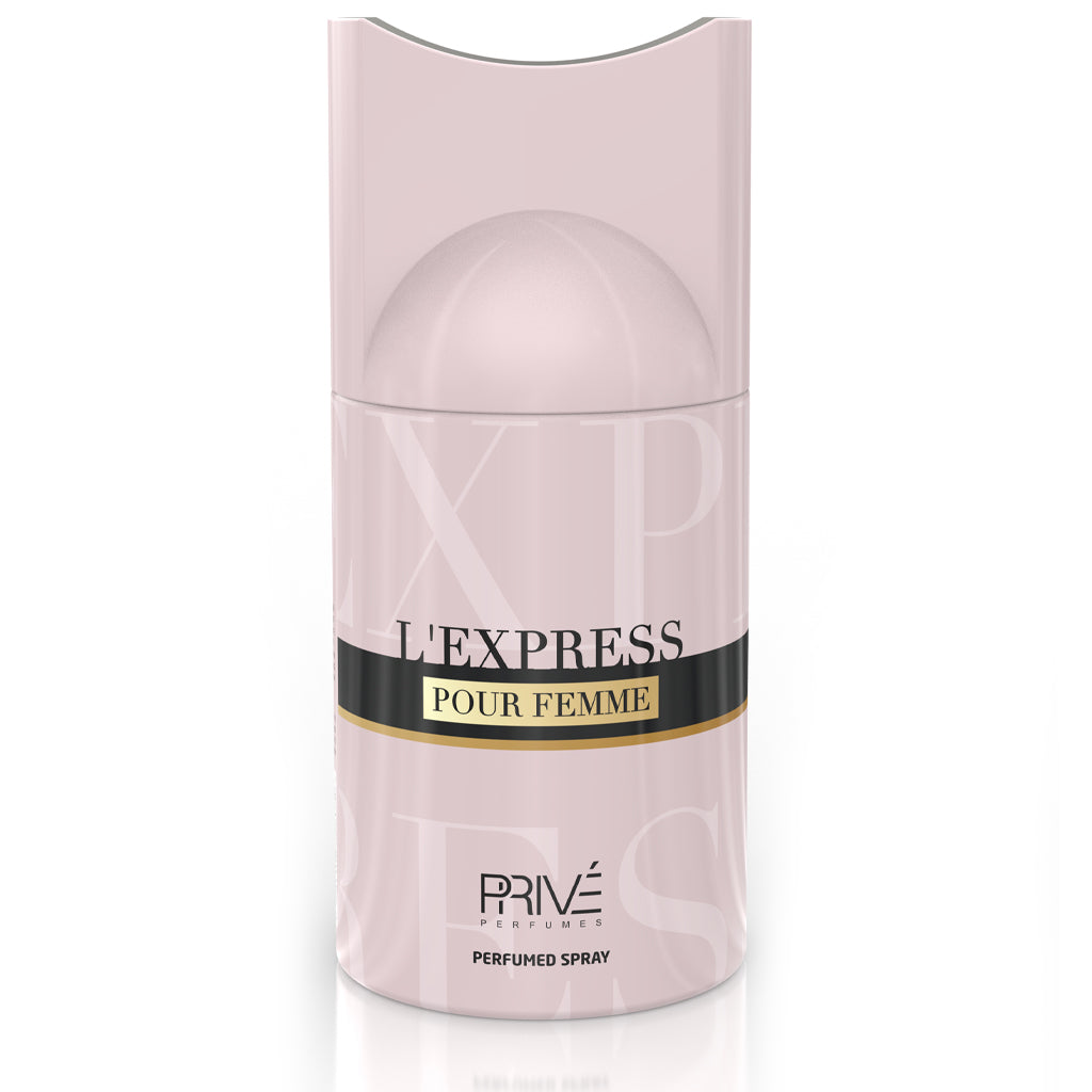 PRIVE L’Express 250ml Perfume Deodorant — 6-Pack Premium Retail Set | Designer-Inspired Scent (Peach, Raspberry & Vanilla)