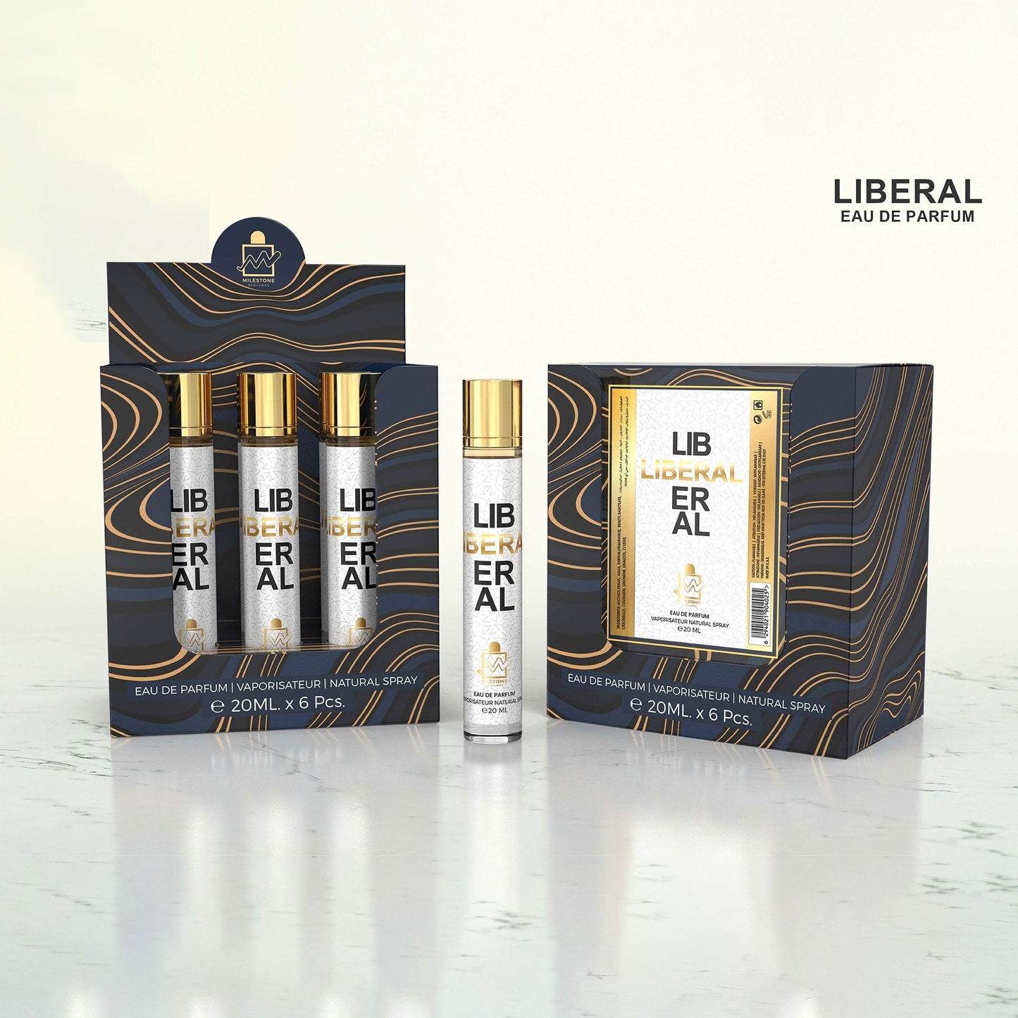 MILESTONE "Liberal" (Pour Femme) — 5×20ml Wholesale Pack + Complimentary Tester | Signature Lavender, Orange Blossom & Madagascar Vanilla