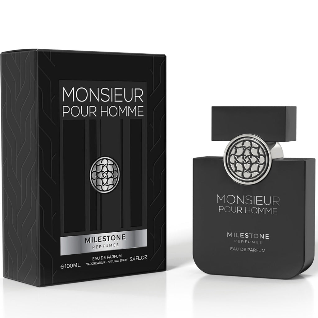 Milestone Monsieur Pour Homme — 100ml Premium EDP: Fresh, Spicy & Woody, Retail-Ready for Wholesale & Gifts