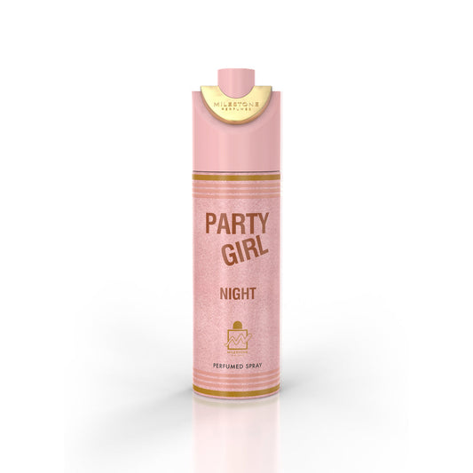 MILESTONE “Party Girl Night” Pour Femme Deodorant — 200 ml, Case of 6 | Warm Floral & Amber-Vanilla Aroma for Premium Retail